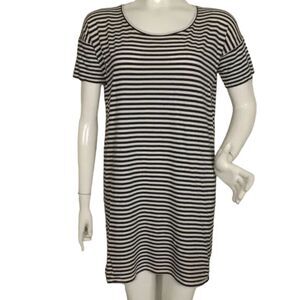 EVERLANE Tee Dress, S Petite, Navy/white stripes, Short sleeves, Short